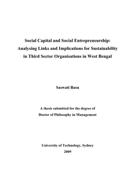 Social Capital and Social Entrepreneurship: Analysing Links and Implications for Sustainability in Third Sector Organisations in West Bengal