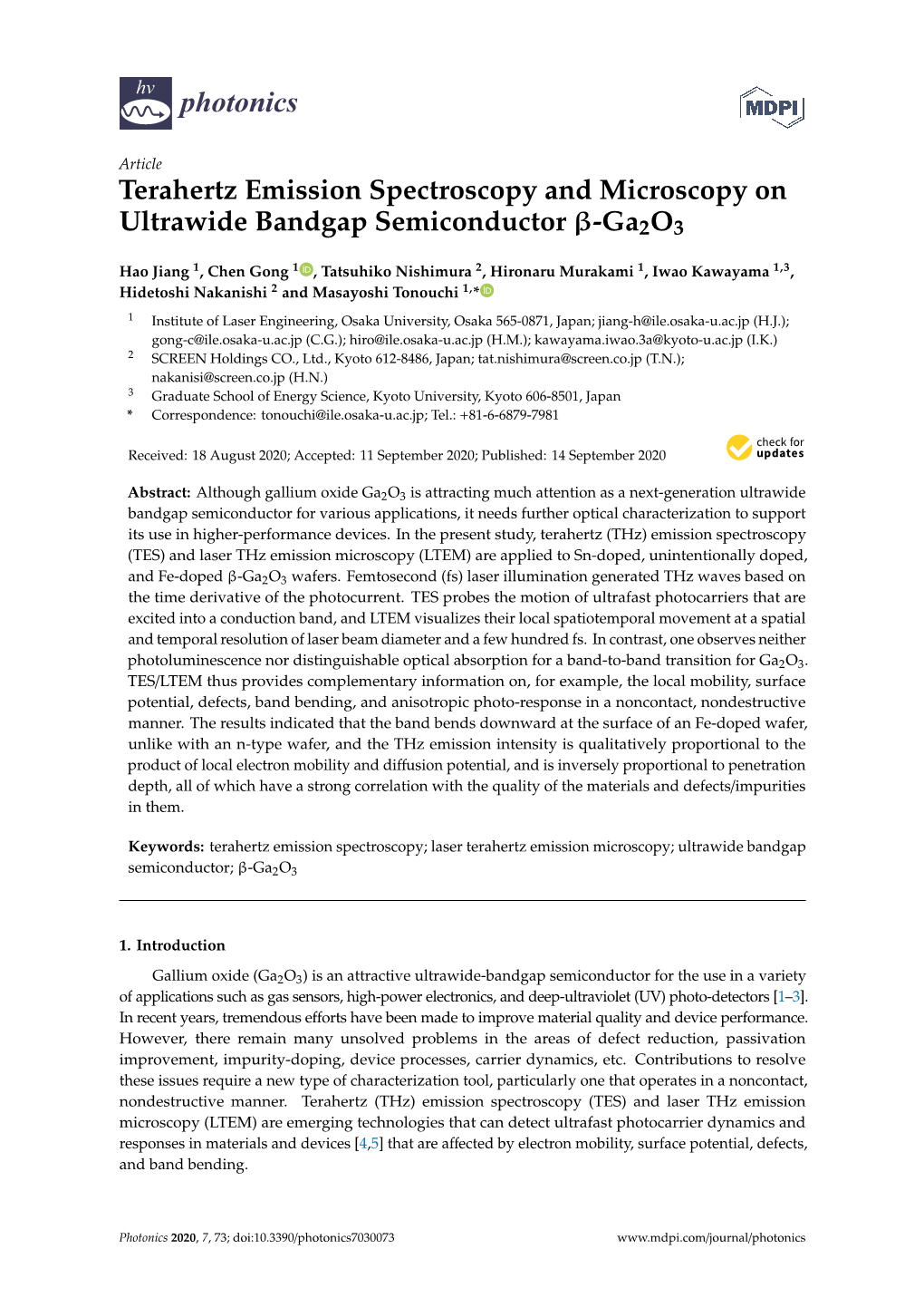 Terahertz Emission Spectroscopy and Microscopy on Ultrawide Bandgap Semiconductor Β-Ga2o3