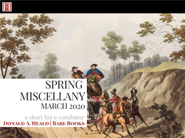 SPRING MISCELLANY MARCH 2020 a Short List E-Catalogue Donald A