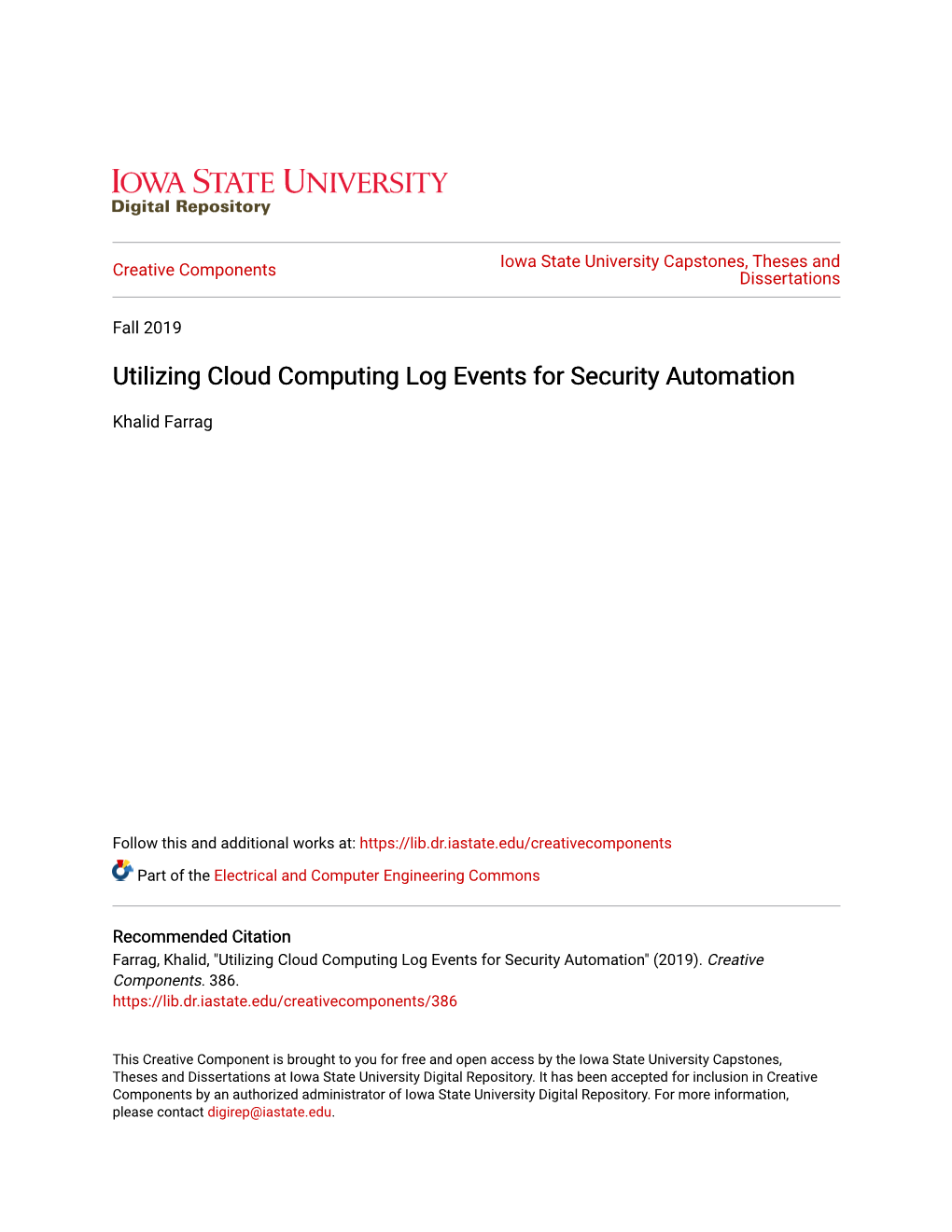 Utilizing Cloud Computing Log Events for Security Automation