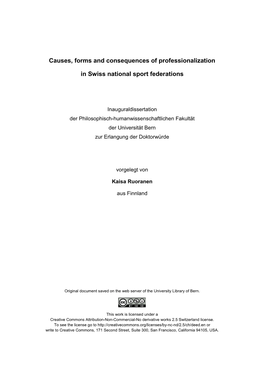 Causes, Forms and Consequences of Professionalization in Swiss National Sport Federations