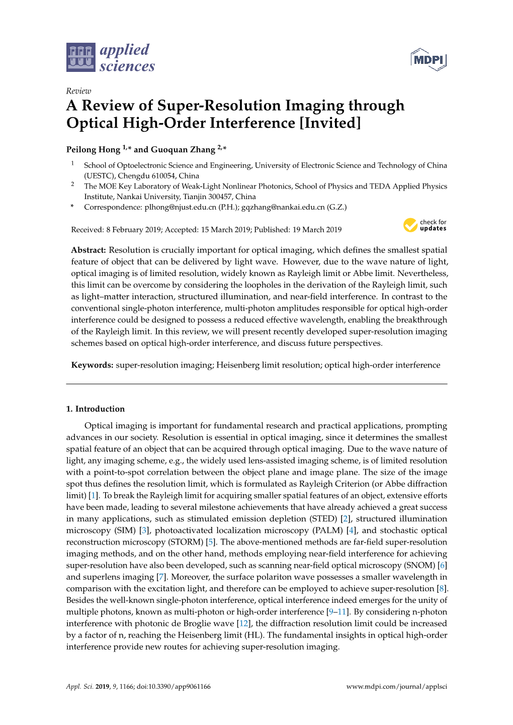 A Review of Super-Resolution Imaging Through Optical High-Order Interference [Invited]