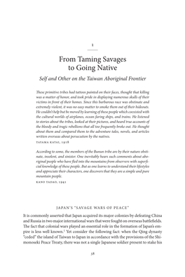 From Taming Savages to Going Native Self and Other on the Taiwan Aboriginal Frontier