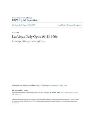 Las Vegas Daily Optic, 06-23-1906 the Las Vegas Publishing Co