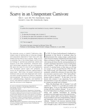 Scurvy in an Unrepentant Carnivore Nikki A