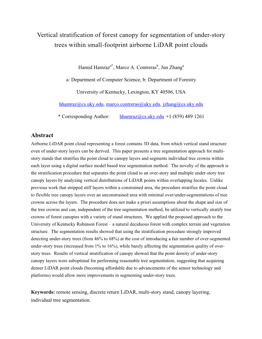 Vertical Stratification of Forest Canopy for Segmentation of Under-Story Trees Within Small-Footprint Airborne Lidar Point Clouds