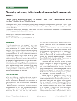 Fire During Pulmonary Bullectomy by Video-Assisted Thoracoscopic Surgery