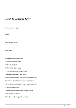 Heidi by Johanna Spyri&lt;/H1&gt;