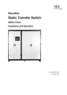 Static Transfer Switch 2000A 3-Pole Installation and Operation