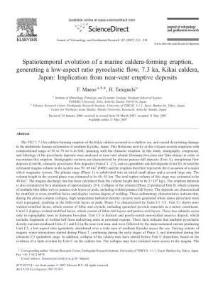 Spatiotemporal Evolution of a Marine Caldera-Forming Eruption, Generating a Low-Aspect Ratio Pyroclastic Flow, 7.3 Ka, Kikai