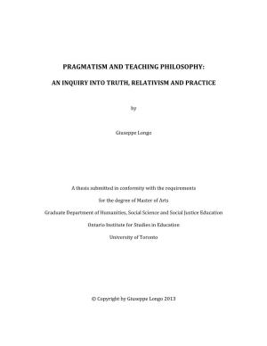 Pragmatism and Teaching Philosophy
