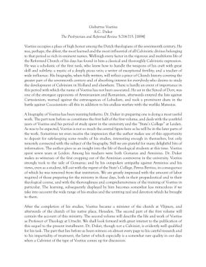Gisbertus Voetius A.C. Duker the Presbyterian and Reformed Review 5:714-715
