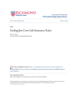 Ending Jim Crow Life Insurance Rates Mary L