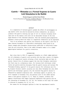 Gastrin - Histamine As a Normal Sequence in Gastric Acid Stimulation in the Rabbit