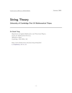 String Theory University of Cambridge Part III Mathematical Tripos