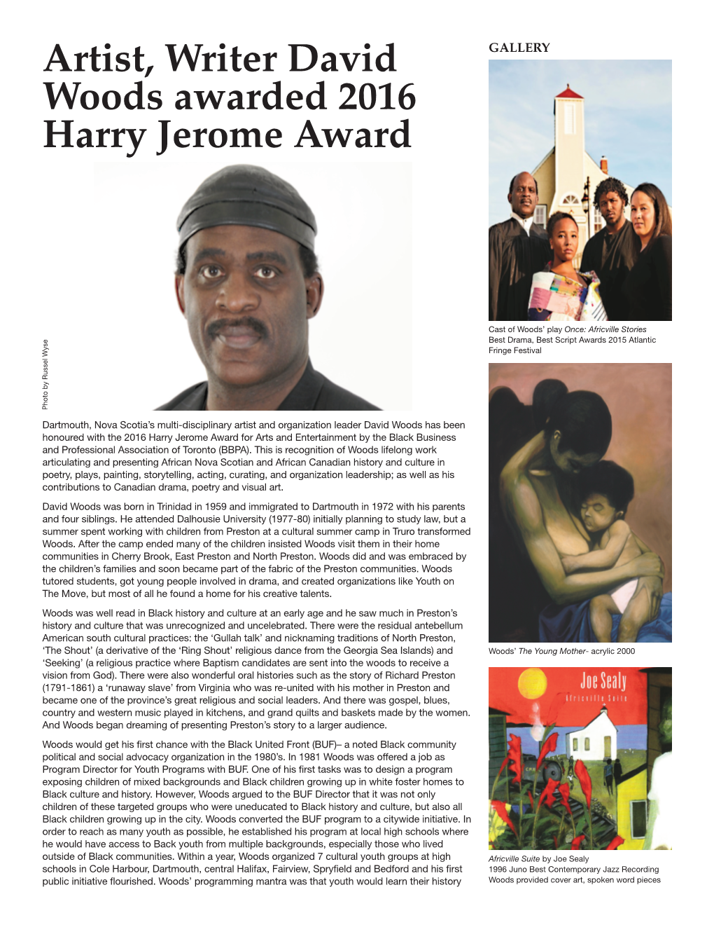 David Woods Harry Jerome Award 2