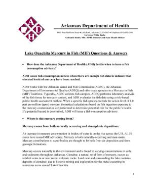 Lake Ouachita Fish Consumption Advisory Q&A