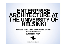 Enterprise Architecture Program at the University of Helsinki