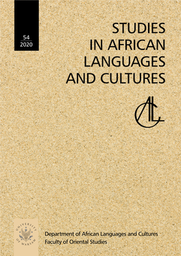 Studies in African Languages and Cultures. Volumen 54 (2020)