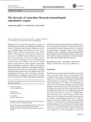 The Diversity of Australian Mesozoic Bennettitopsid Reproductive Organs