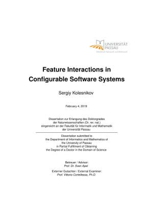 Feature Interactions in Configurable Software Systems
