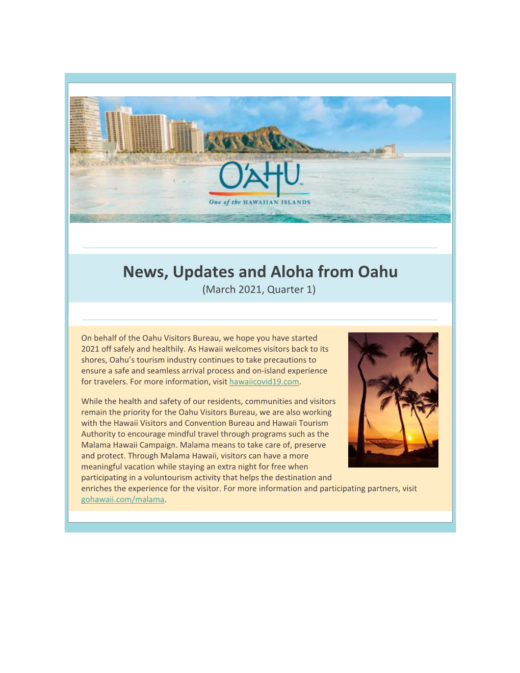 News, Updates & Aloha from Oahu