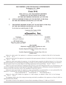 Aquantive, Inc. (Exact Name of Registrant As Speciñed in Its Charter) Washington 91-1819567 (State Or Other Jurisdiction of (I.R.S
