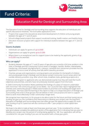 Education Fund for Denbigh Criteria