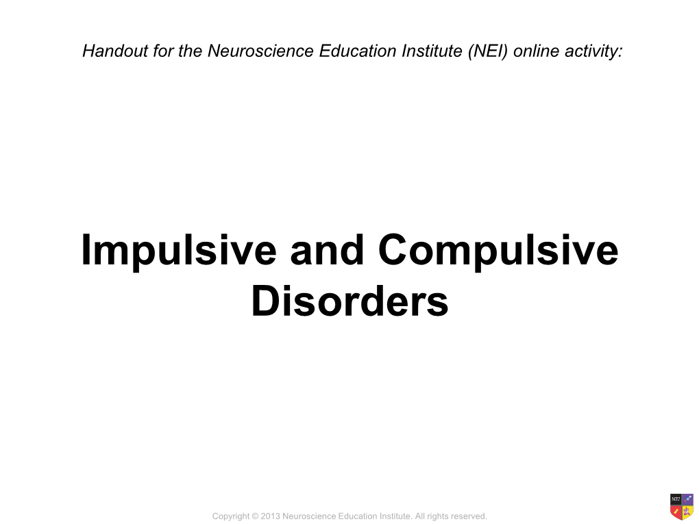 Impulsive and Compulsive Disorders