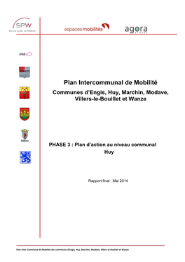 Plan Intercommunal De Mobilité Communes D’Engis, Huy, Marchin, Modave, Villers-Le-Bouillet Et Wanze