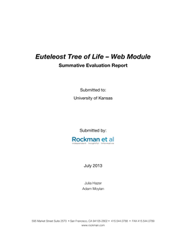 Euteleost Tree of Life – Web Module Summative Evaluation Report