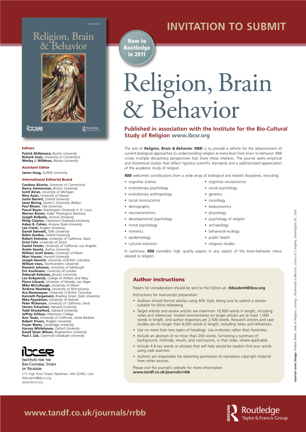 Religion, Brain & Behavior