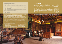 Sir Walter Scott the Antiquary: Tickets Include Refreshments and Lunch