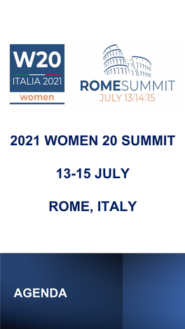 2021 Women 20 Summit 13-15 July Rome, Italy