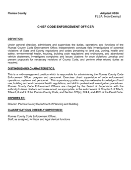 Chief Code Enforcement Officer