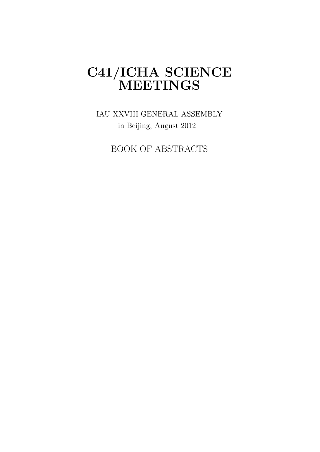 C41/Icha Science Meetings