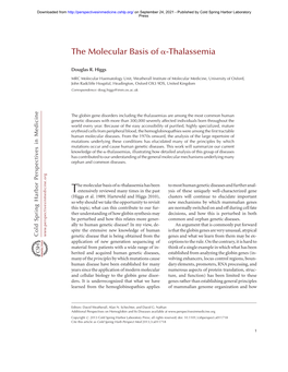 The Molecular Basis of A-Thalassemia