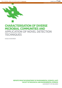 Characterisation of Diverse Microbial Communities and Application of Novel Detection Techniques