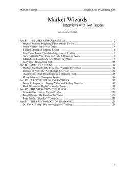 Market Wizards Study Notes by Zhipeng Yan Market Wizards Interviews with Top Traders