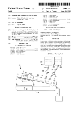 United States Patent (19) 11 Patent Number: 5,913,315 Todd (45) Date of Patent: Jun