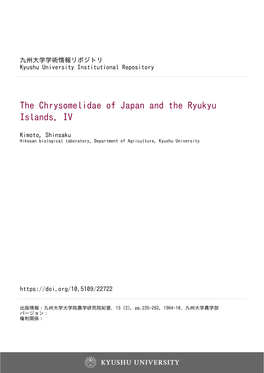 The Chrysomelidae of Japan and the Ryukyu Islands. IV