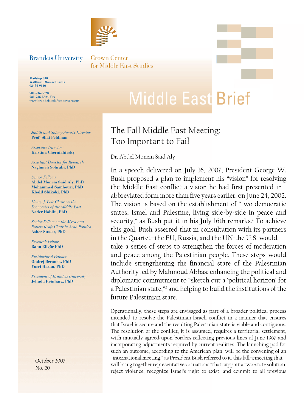 READ Middle East Brief 20