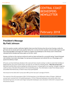 CENTRAL COAST BEEKEEPERS NEWSLETTER February 2018