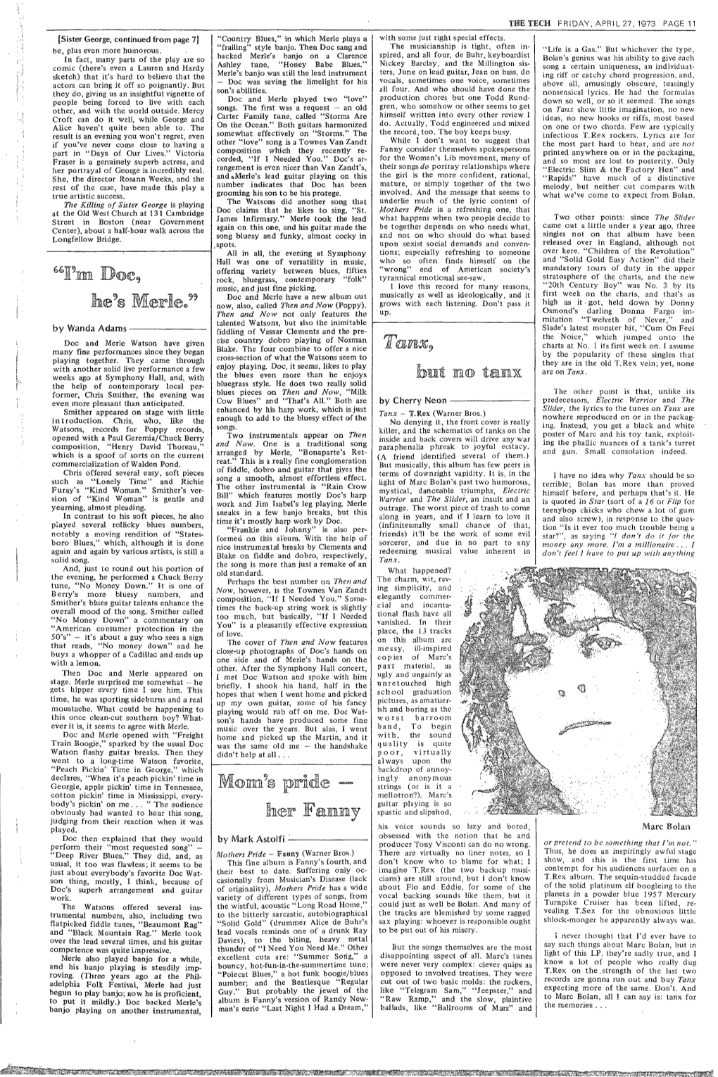 RIDAY, APRI L 27, 1973 PAGE 11 [Sister George, Continued from Page 71 