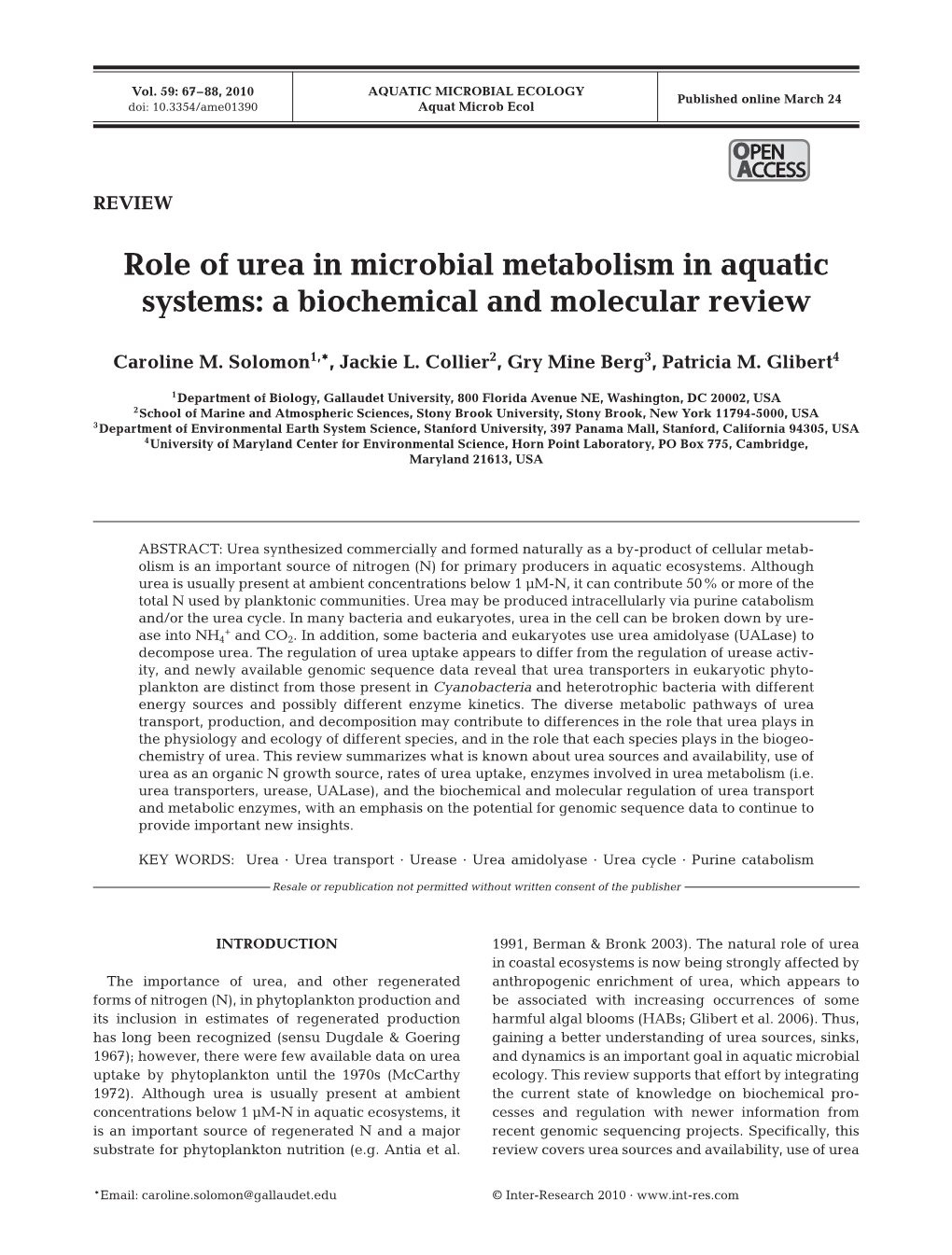 Aquatic Microbial Ecology 59:67