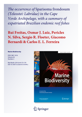 In the Cape Verde Archipelago, with a Summary of Expatriated Brazilian Endemic Reef Fishes