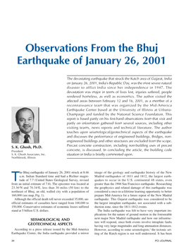 Observations from the Bhuj Earthquake of January 26, 2001