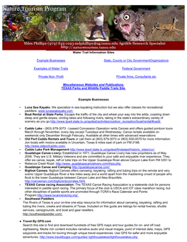 Nature Tourism Program in Texas Agrilife Extension, RPTS Department at Texas A&M University