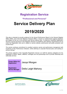 Service Delivery Plan 2019/2020