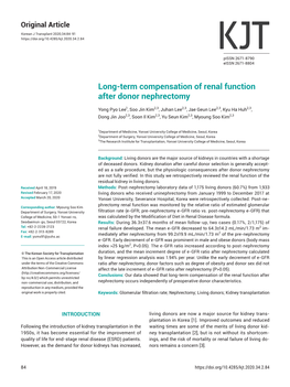 Long-Term Compensation of Renal Function After Donor Nephrectomy
